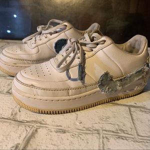 Custom Nike Air Force with denim patch work size 8